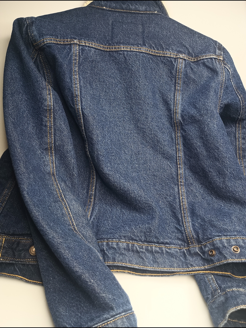 Women's Levi's Blue Denim Sherpa-Trim Jean Jean Jacket Size L - Picture 9 of 9